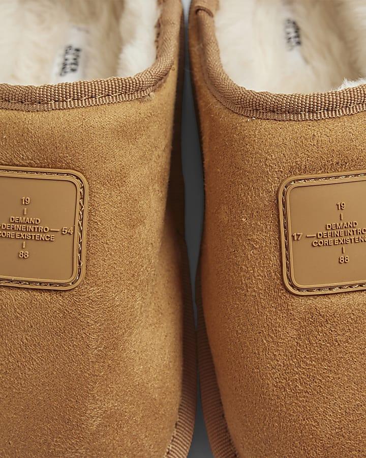 river island Boys Beige Faux suede Slippers
