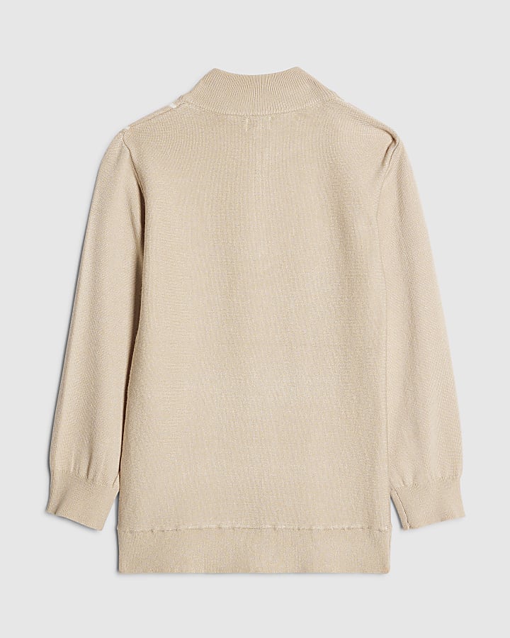 River Island Boys Beige Funnel Neck Top