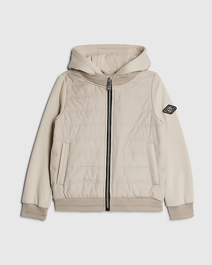 River Island Boys Beige Hooded Hybrid Jacket