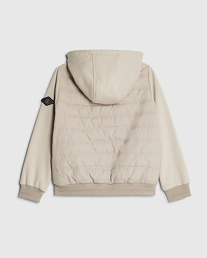 River Island Boys Beige Hooded Hybrid Jacket