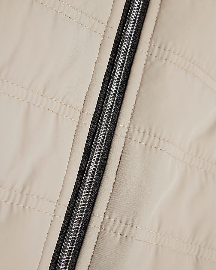 river island Boys Beige Hooded Hybrid Jacket