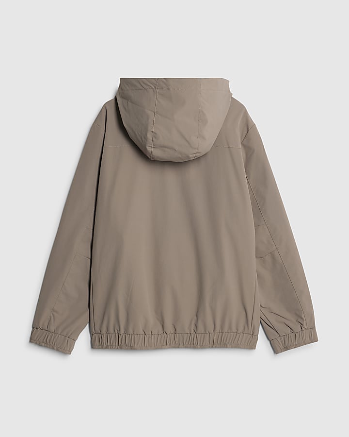 River Island Boys Beige RI Hooded Jacket