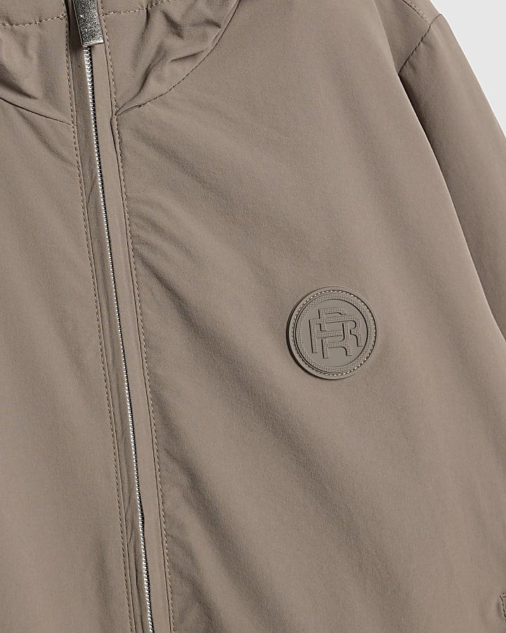 River Island Boys Beige RI Hooded Jacket
