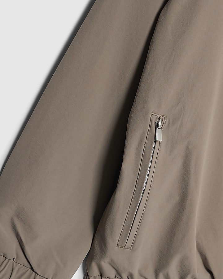 River Island Boys Beige RI Hooded Jacket