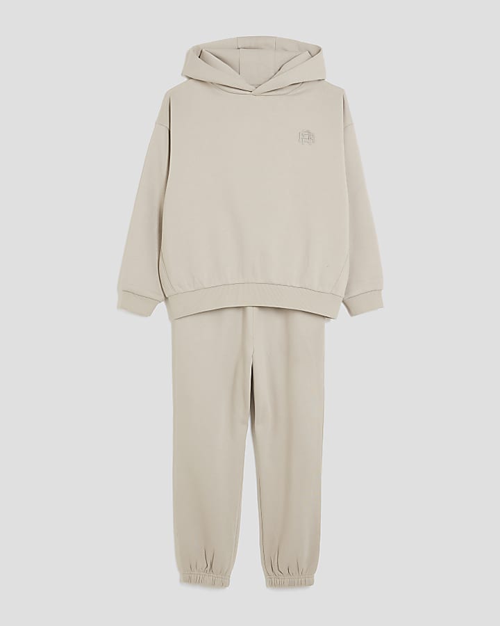 River Island Boys Beige RR Hoodie And Joggers Set