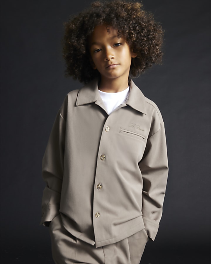 River Island Boys Beige Tailored Shirt 3 Piece Set