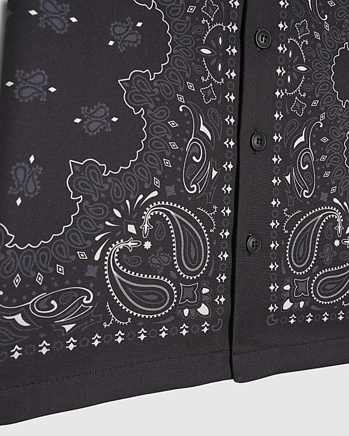 river island Boys Black Bandana Print Shirt