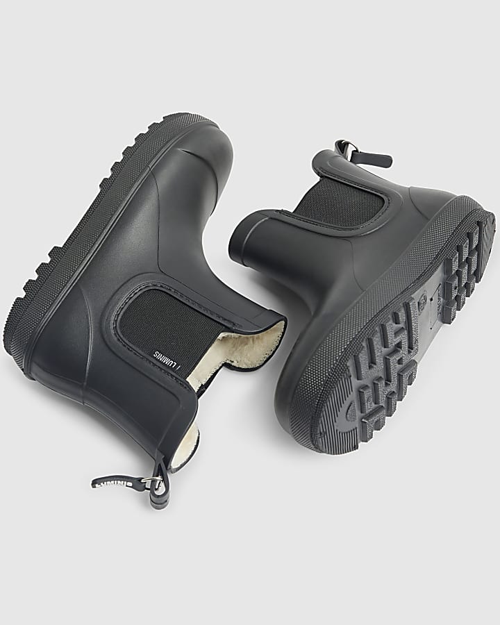 river island Boys Black Borg Lined Luminis Wellies