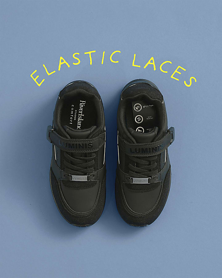 River Island Boys Black Bubble Velrco Trainers