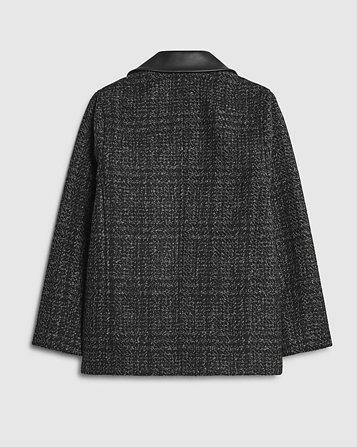 River Island Boys Black Check Peacoat