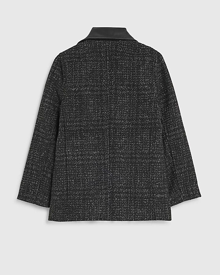 River Island Boys Black Check Peacoat
