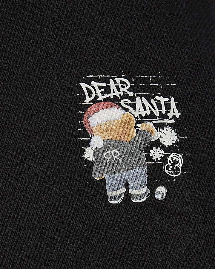 River Island Boys Black Dear Santa Bear Hoodie