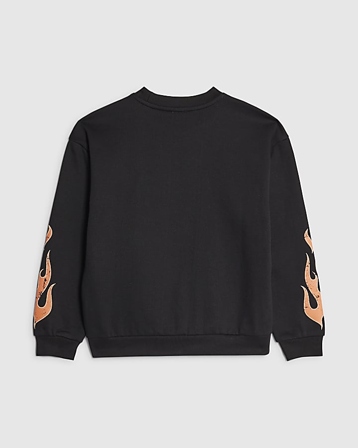 River Island Boys Black Eden State Car Sweatshirt