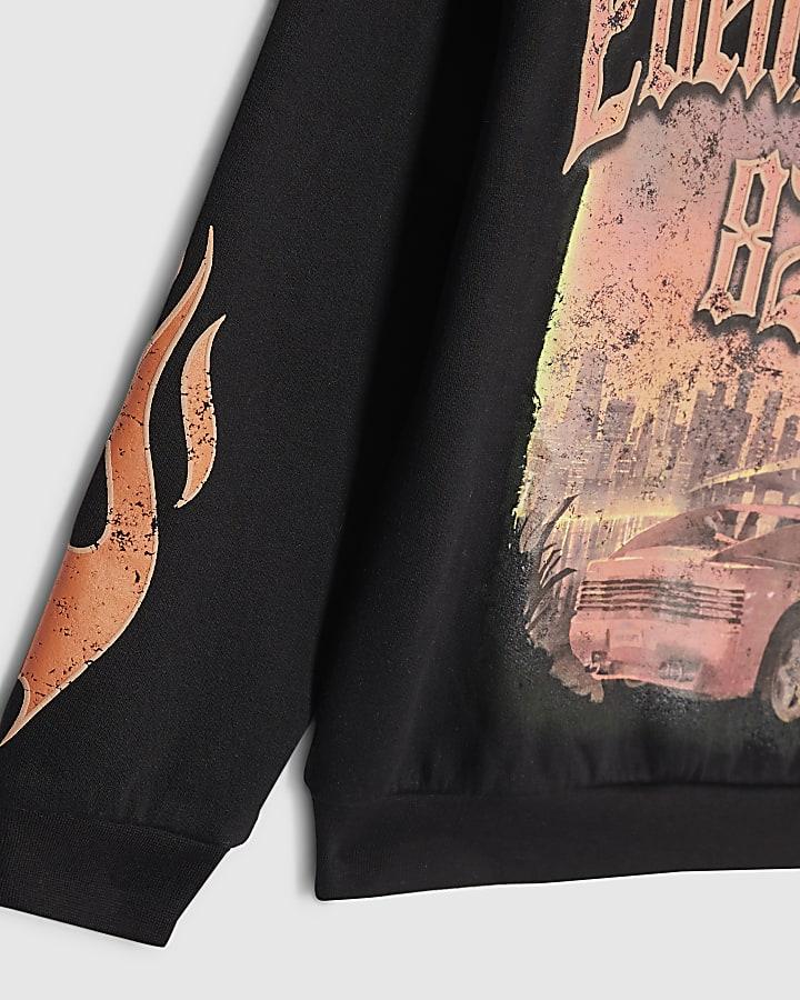 River Island Boys Black Eden State Car Sweatshirt