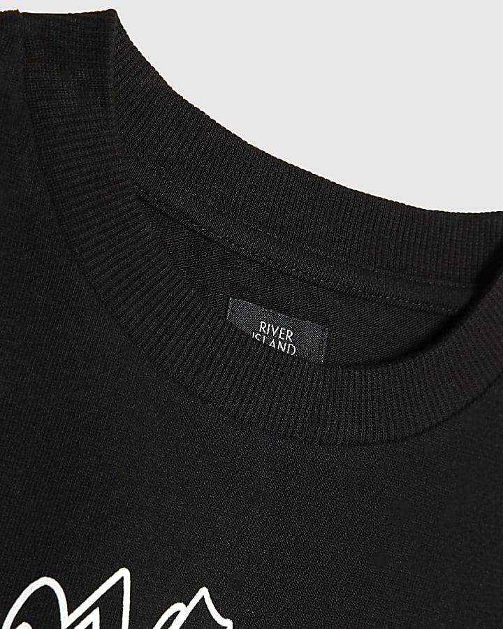 River Island Boys Black Gothic Back Print T-Shirt