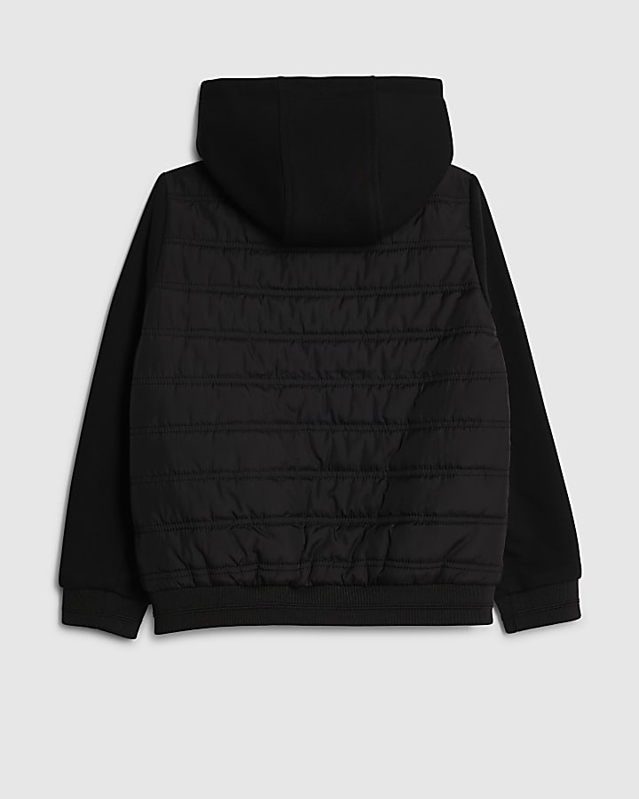 River Island Boys Black Hooded Hybrid Jacket