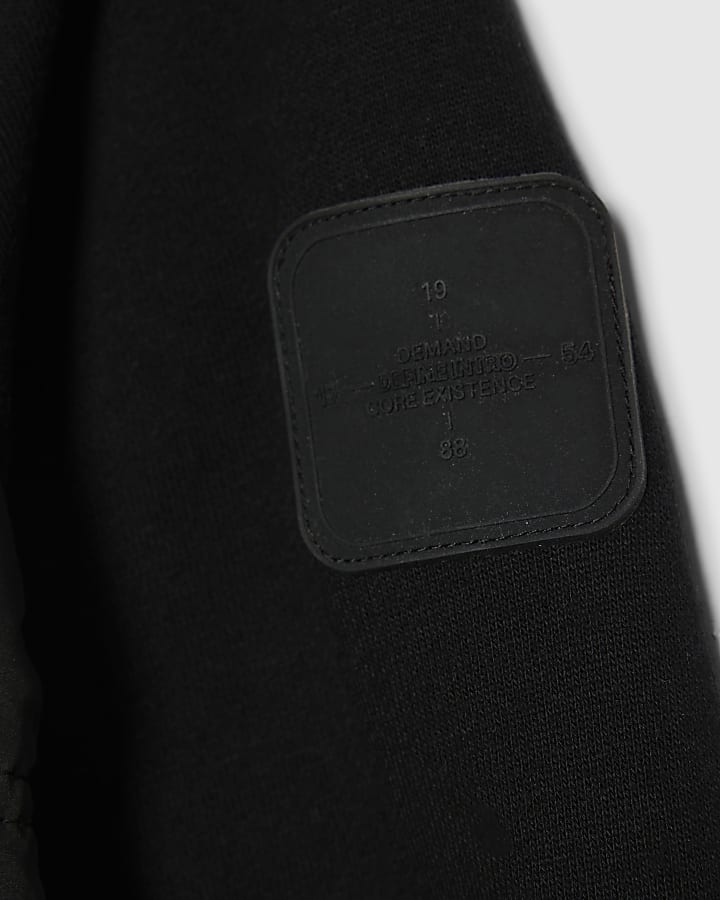 River Island Boys Black Hooded Hybrid Jacket