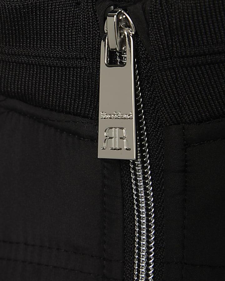 river island Boys Black Hooded Hybrid Jacket