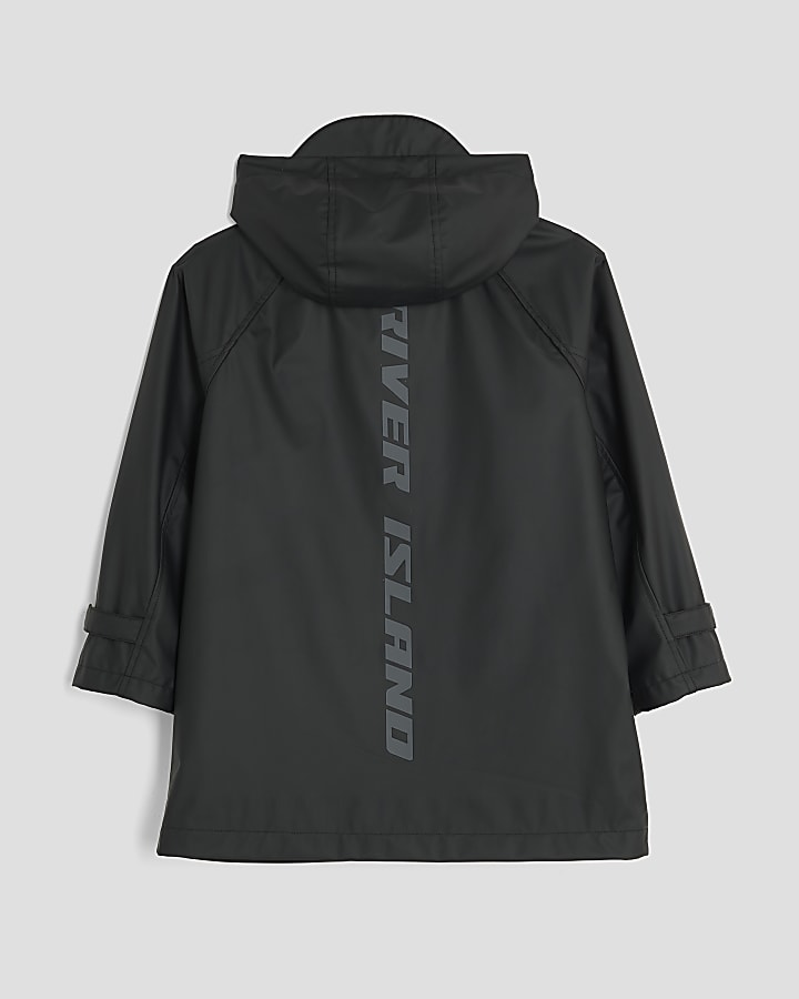River Island Boys Black Hooded Raincoat