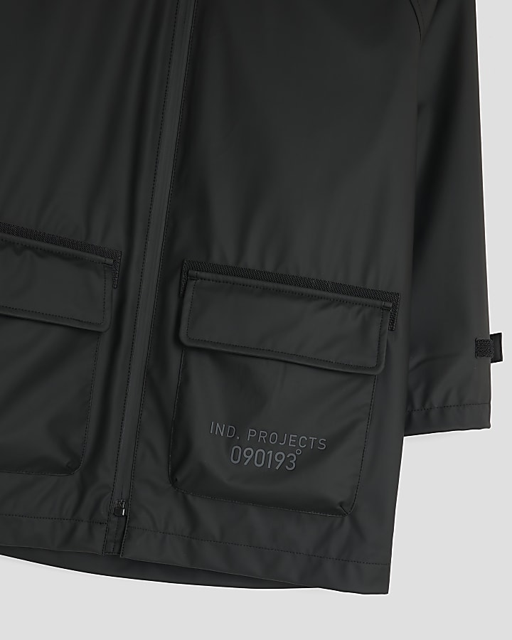 River Island Boys Black Hooded Raincoat