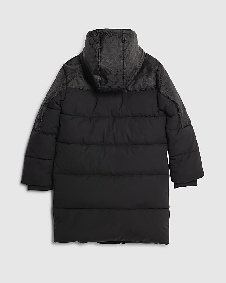 River Island Boys Black Monogram Puffer Jacket