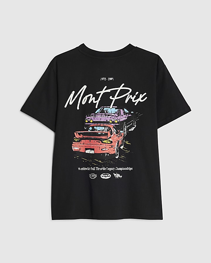 River Island Boys Black Mont Prix Car T-Shirt