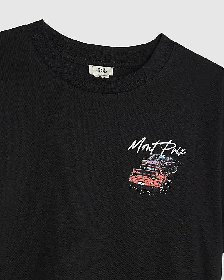 River Island Boys Black Mont Prix Car T-Shirt