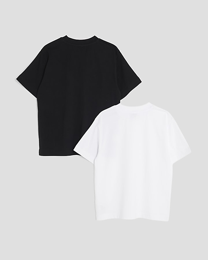 River Island Boys Black Pack Of 2 RR T-Shirt