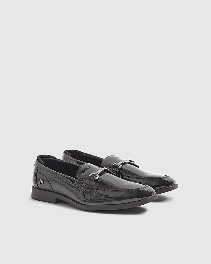 River Island Boys Black Patent Loafers