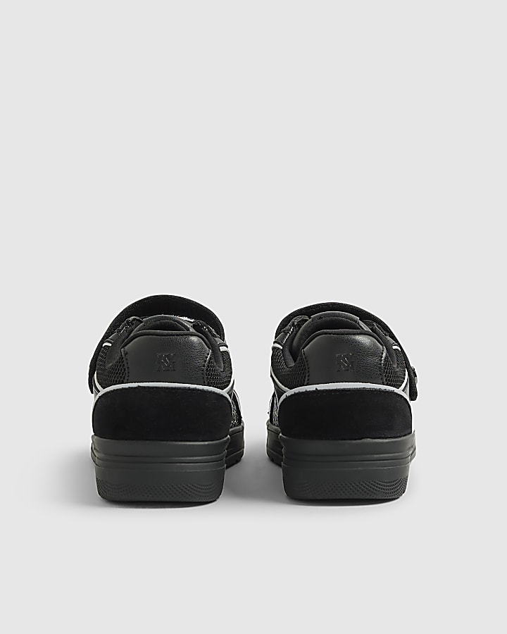 River Island Boys Black RI Embossed Trainers