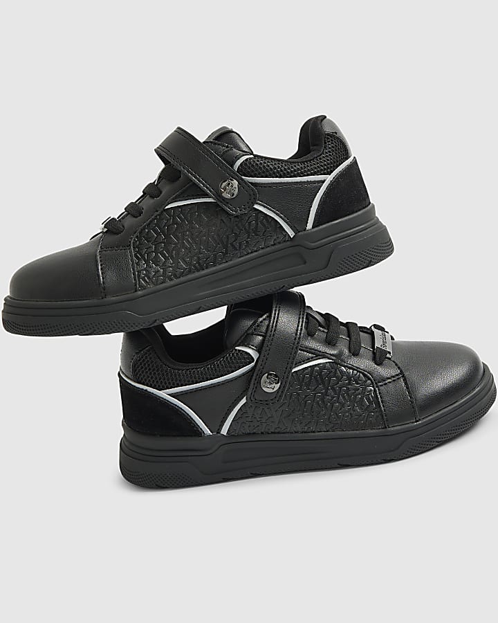 river island Boys Black RI Embossed Trainers