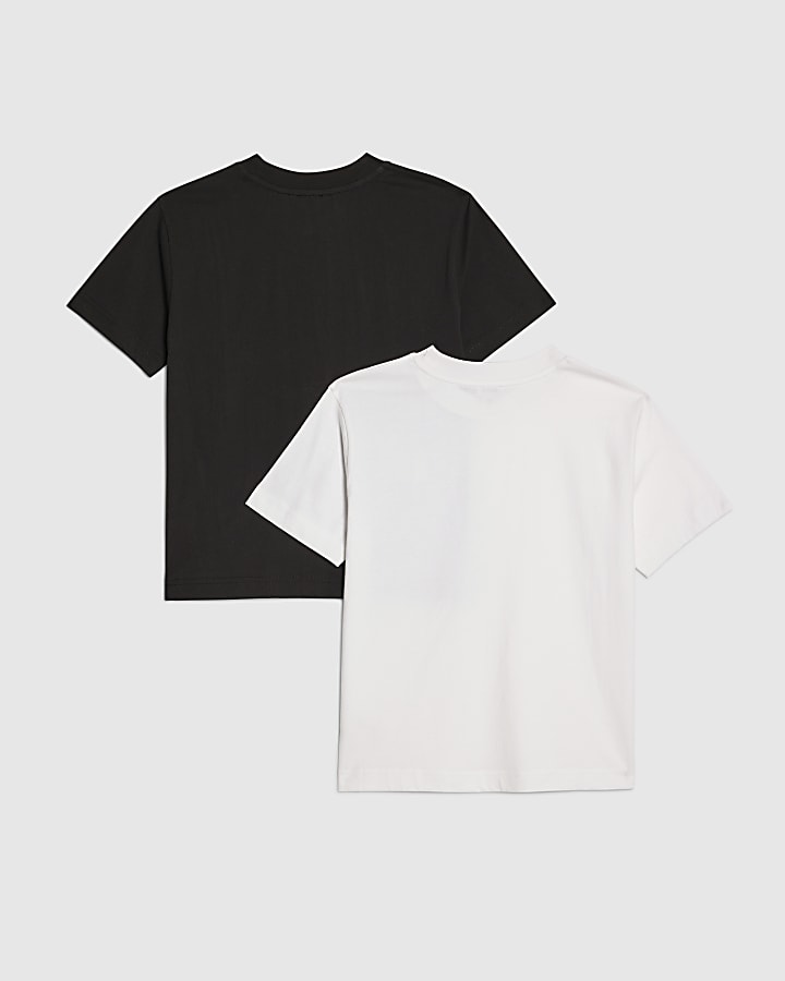 River Island Boys Black RR Pack Of 2 T-Shirts