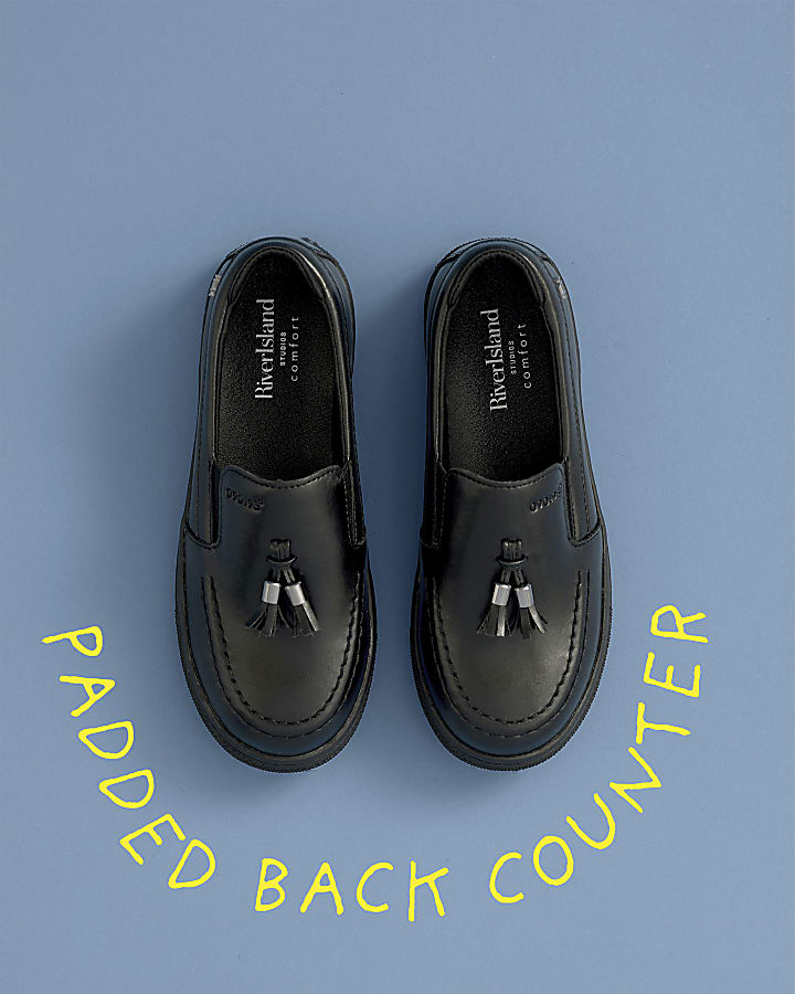 River Island Boys Black Tassel Loafers