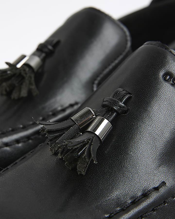River Island Boys Black Tassel Loafers