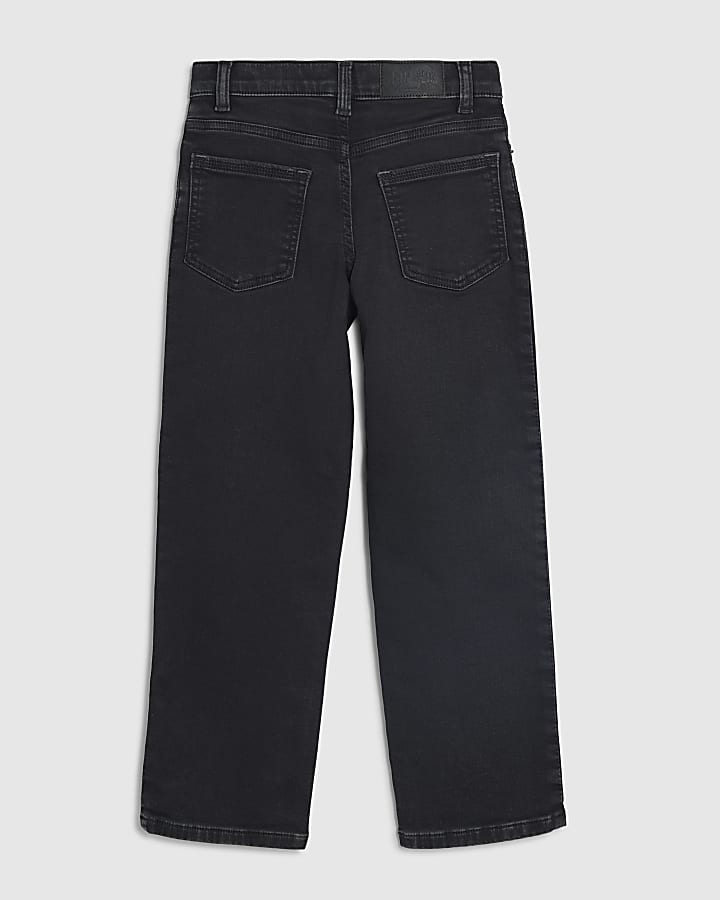River Island Boys Black Washed Straight Jeans