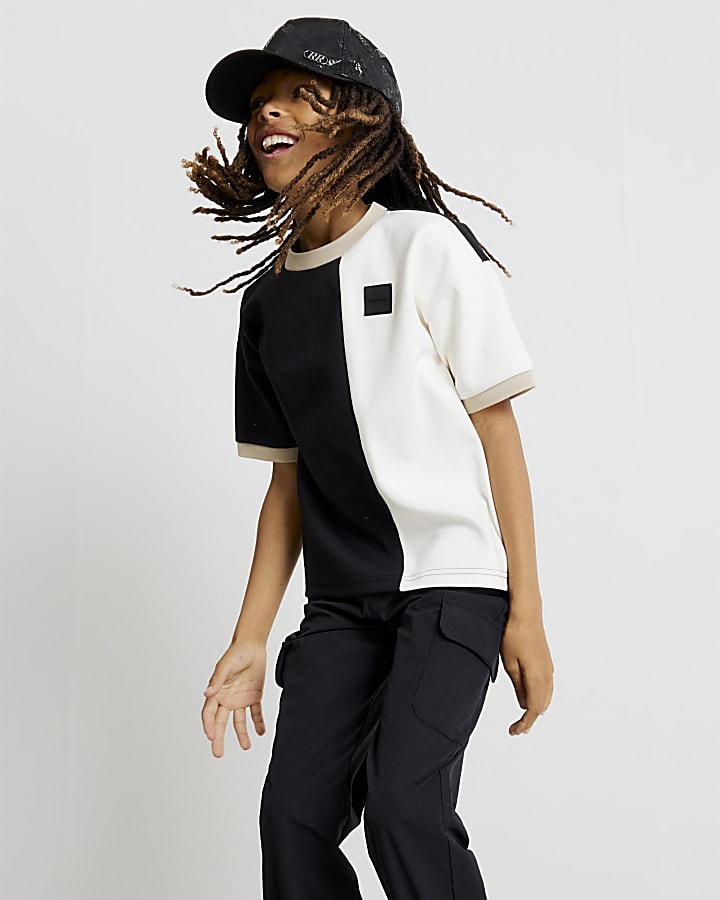 River Island Boys Black Zip Cargo Trousers