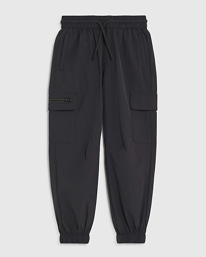 River Island Boys Black Zip Cargo Trousers