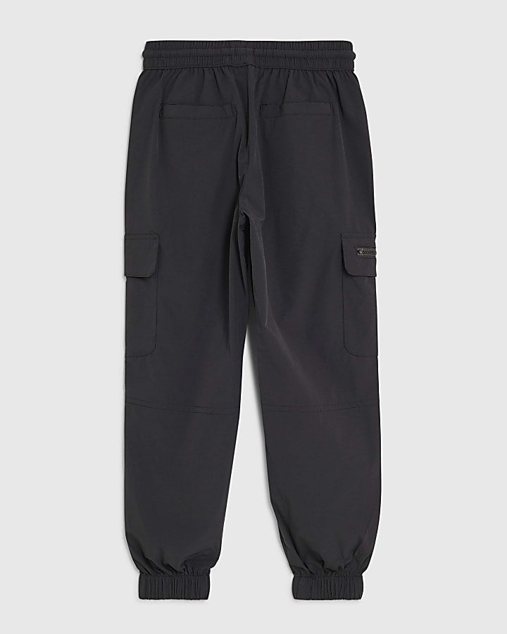 River Island Boys Black Zip Cargo Trousers
