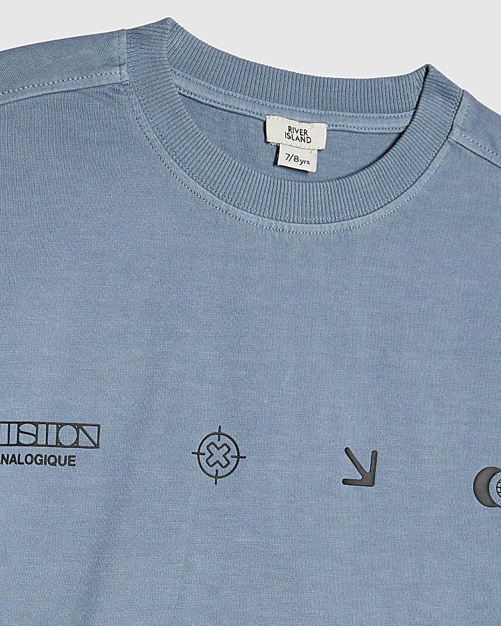 River Island Boys Blue Ombre Studio T-Shirt