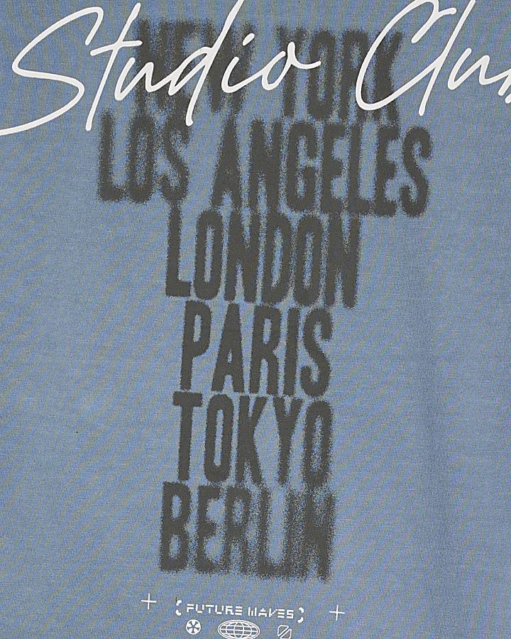 river island Boys Blue Ombre Studio T-Shirt