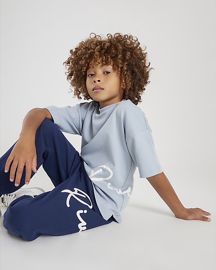 River Island Boys Blue River Branded T-Shirt Set