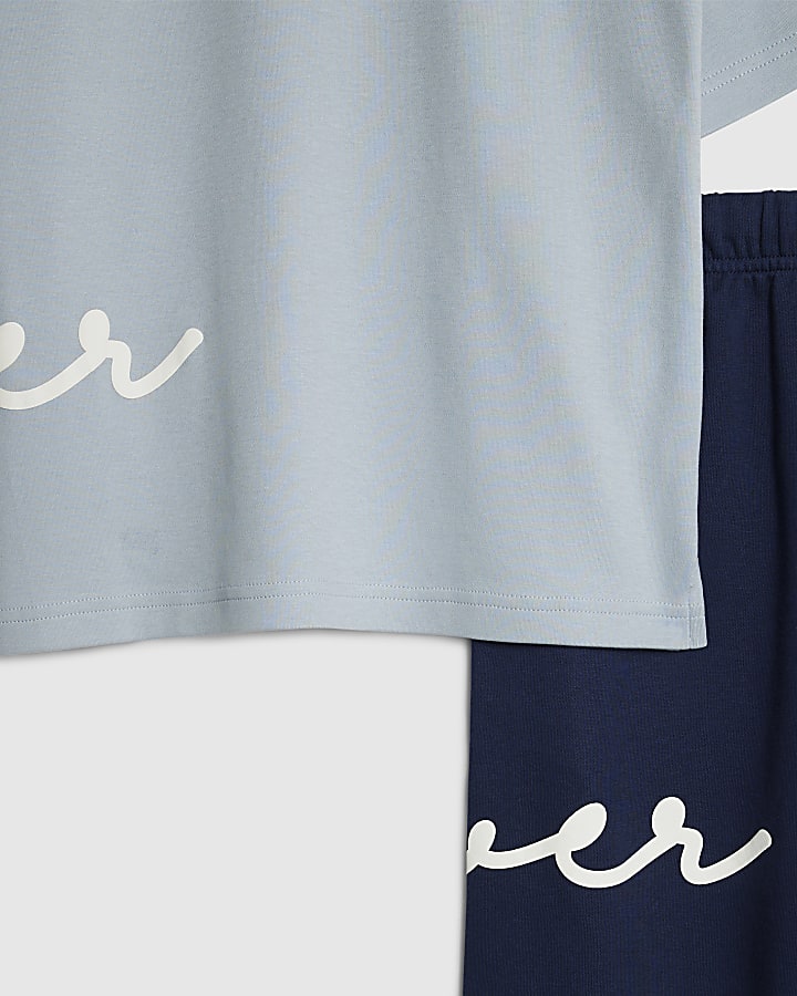 river island Boys Blue River Branded T-Shirt Set