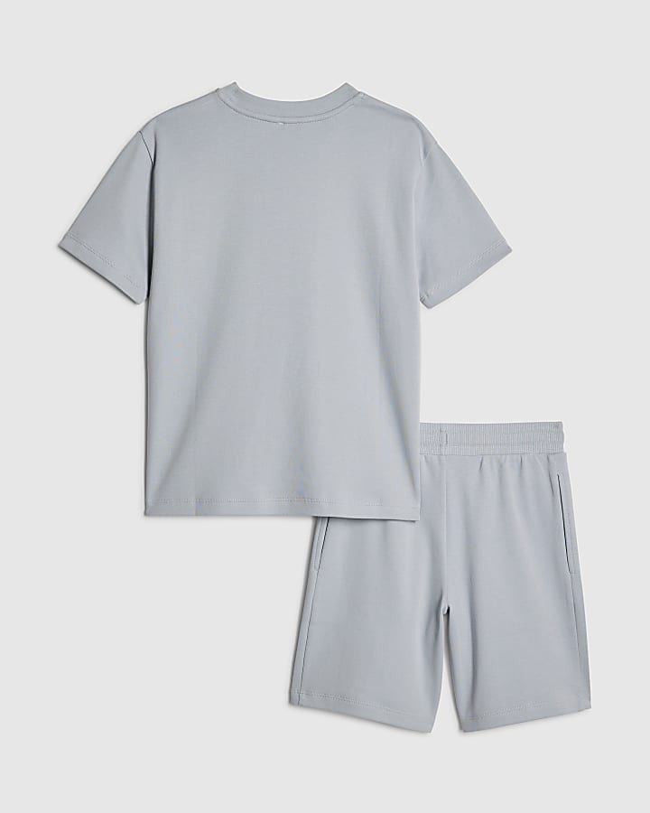 River Island Boys Blue RR T-Shirt And Shorts Set