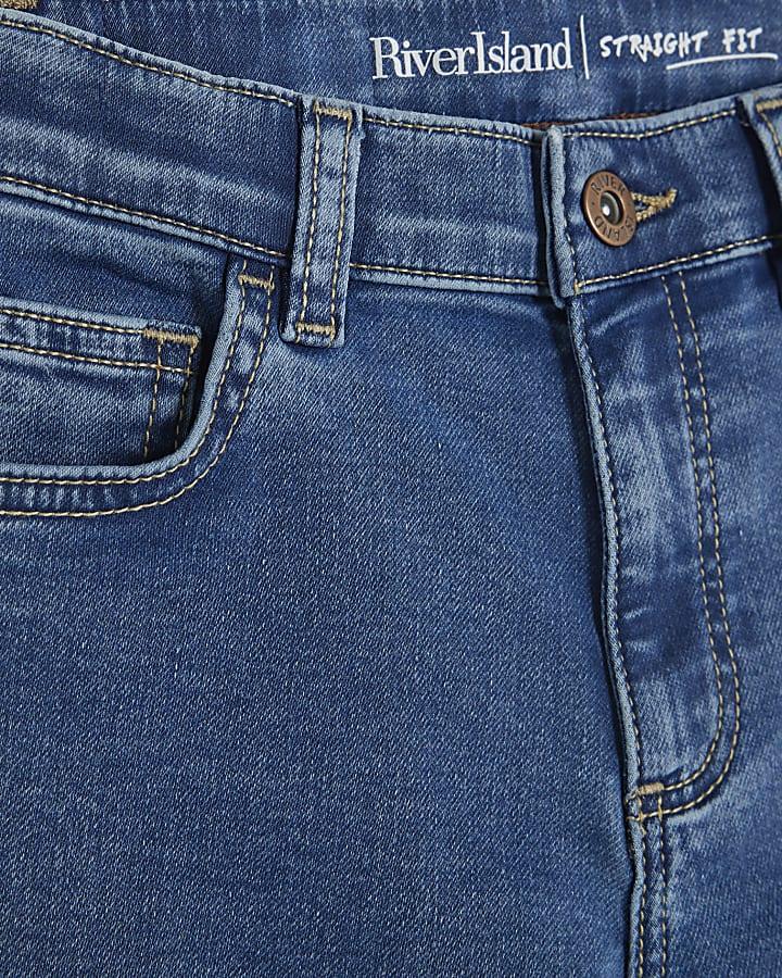 River Island Boys Blue Washed Straight Jeans