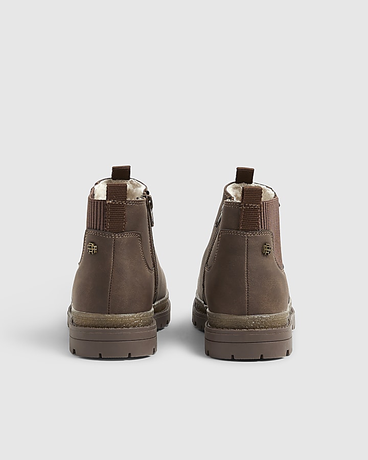 River Island Boys Brown Borg Lined Chelsea Boots