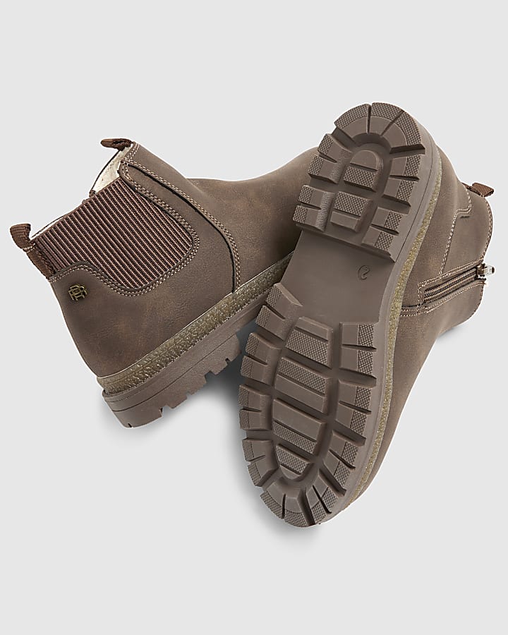 River Island Boys Brown Borg Lined Chelsea Boots