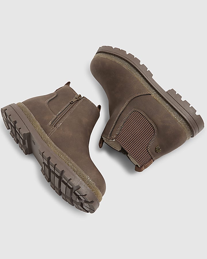 river island Boys Brown Borg Lined Chelsea Boots