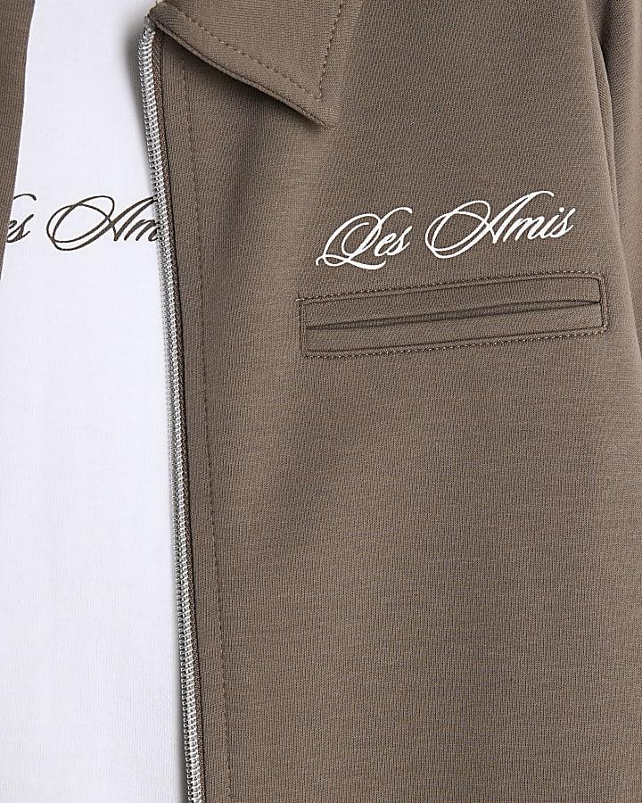 River Island Boys Brown Jacket 3 Piece Set