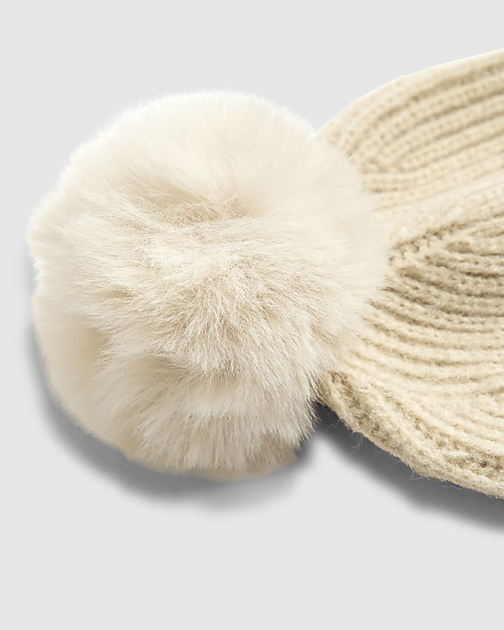 River Island Boys Cream Colour Blocked Beanie Hat