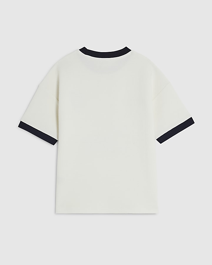 River Island Boys Cream Ribbed Palais T-Shirt